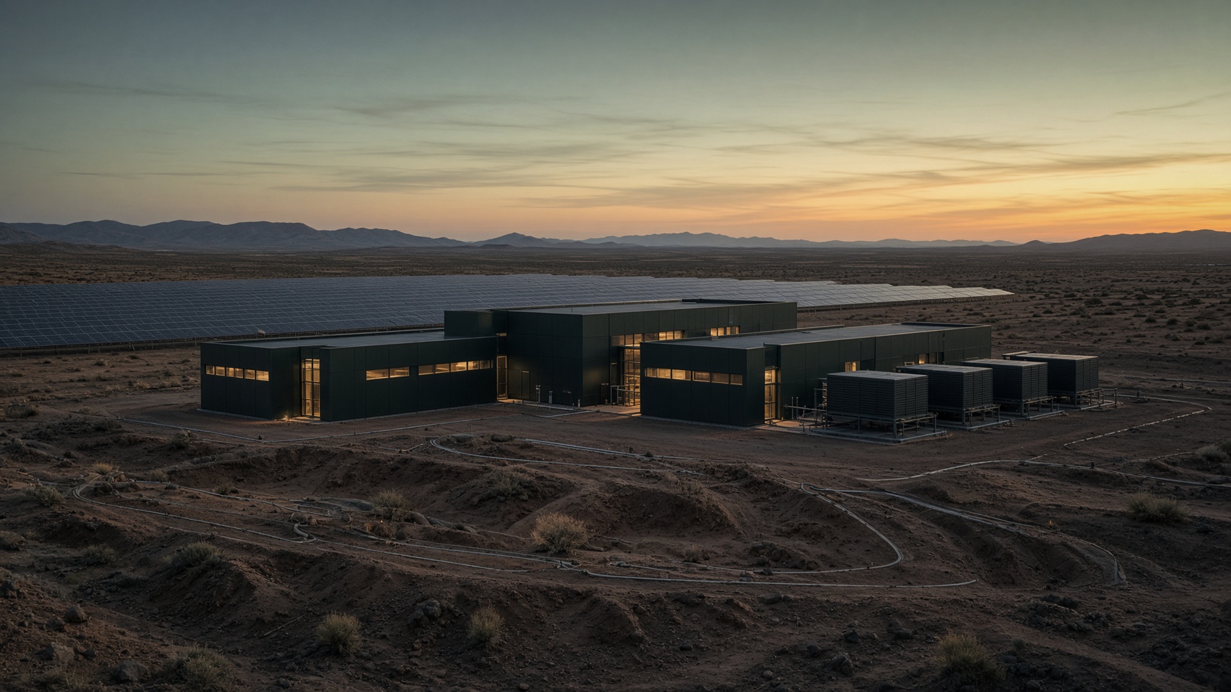 Modular compute halls wrapped by an existing solar field